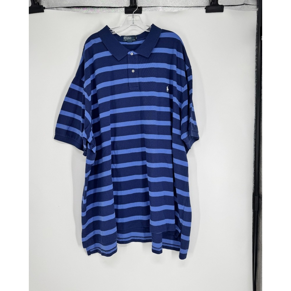 Polo Ralph Lauren Polo Shirt 6XL Big 6XB Navy Striped Pony Logo Short Sleeve